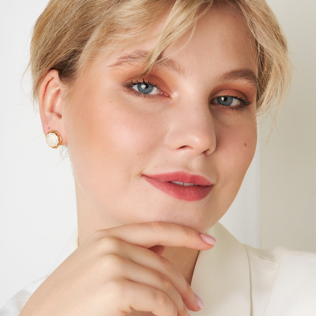 Minimal Stone Flower of Life Earrings - 925 SILVER