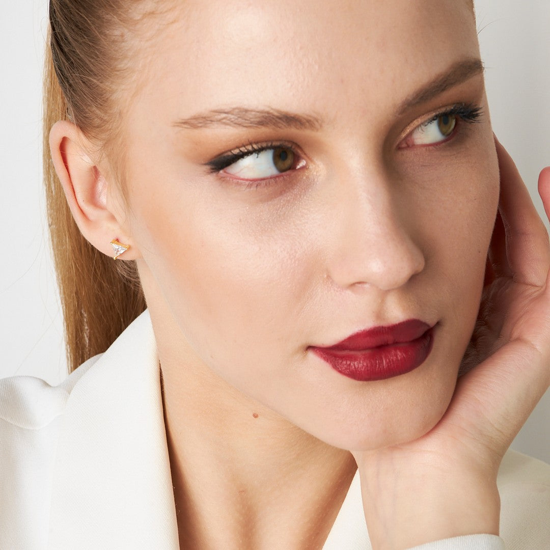 Triangle Baguette Earrings - 925 Silver