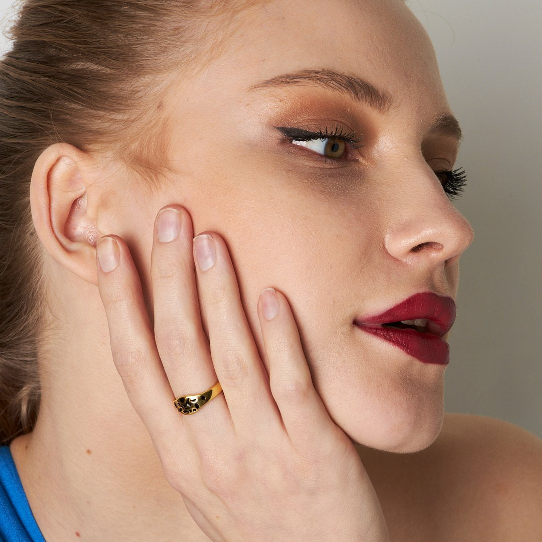 Black Patterned Ornate Ring - 925 SILVER