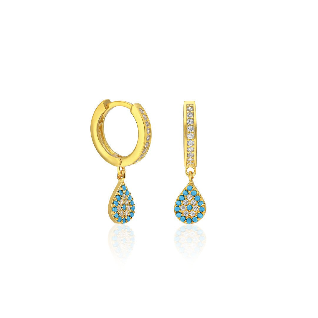 Colorful Stone Drop Earrings - 925 SILVER