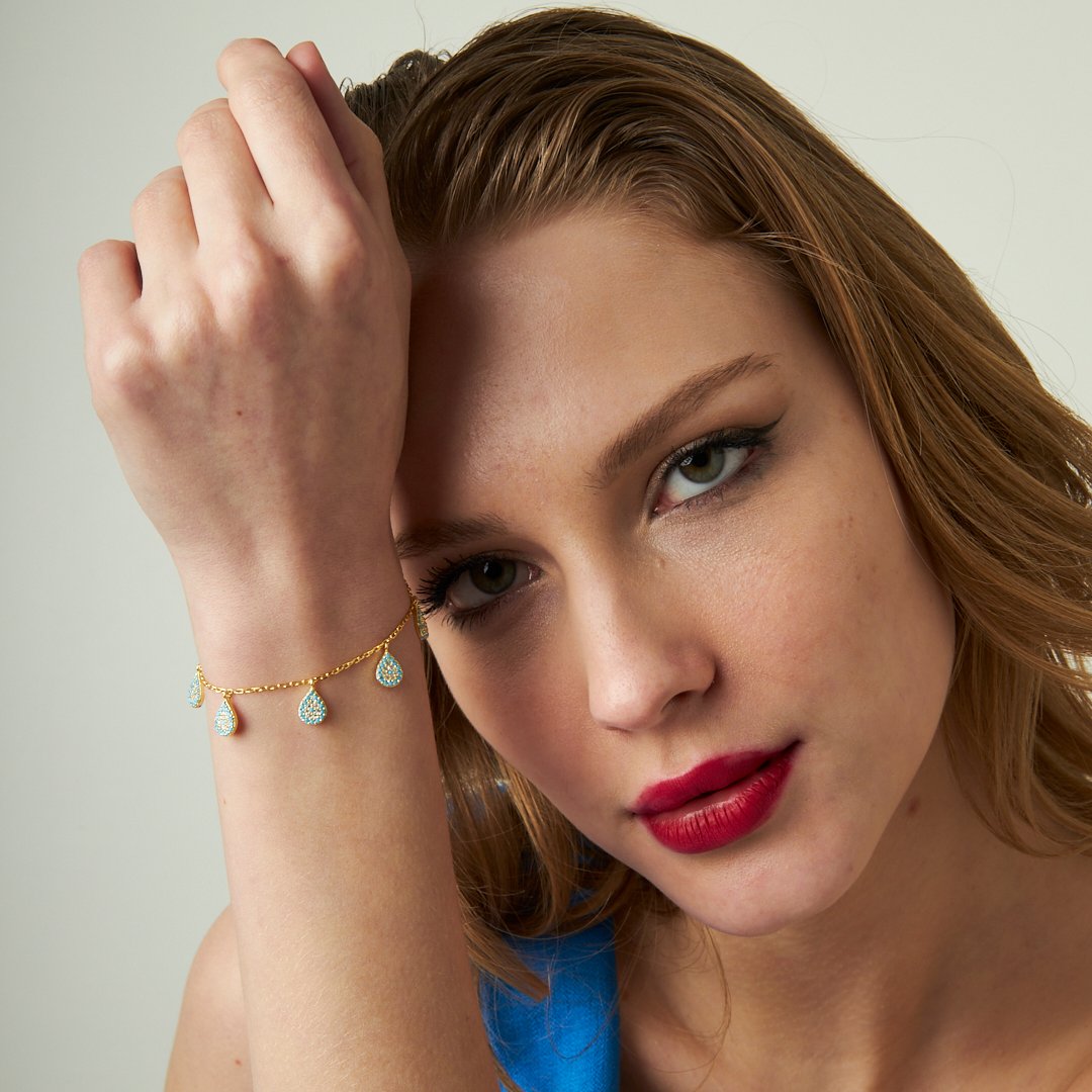 Colorful Stone Drop Bracelet - 925 SILVER