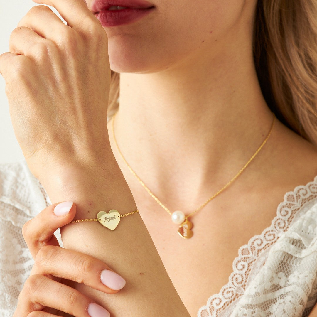 HERZ OPAL NAMENS SET | 925 SILBER