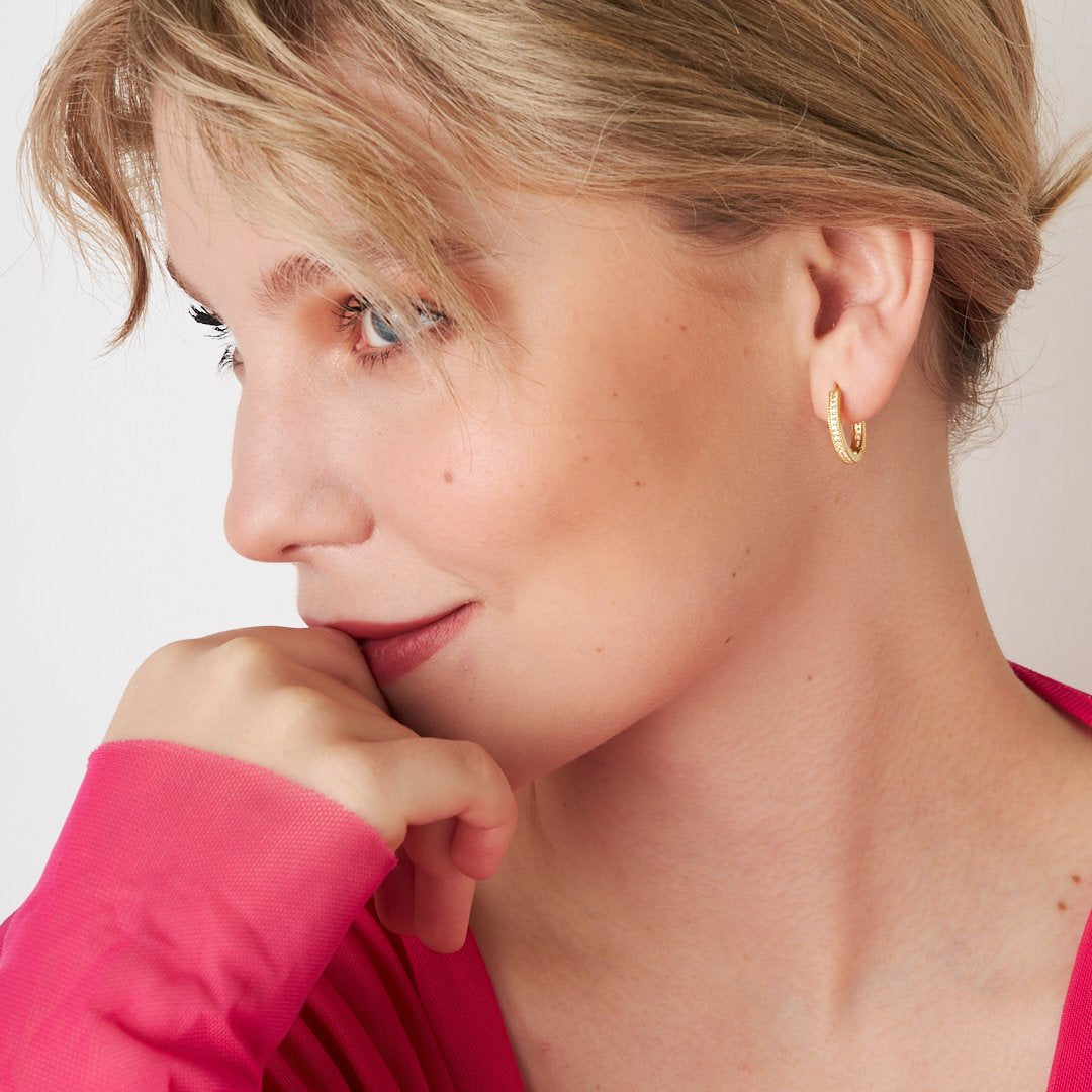 Stone Round Earrings - 925 SILVER