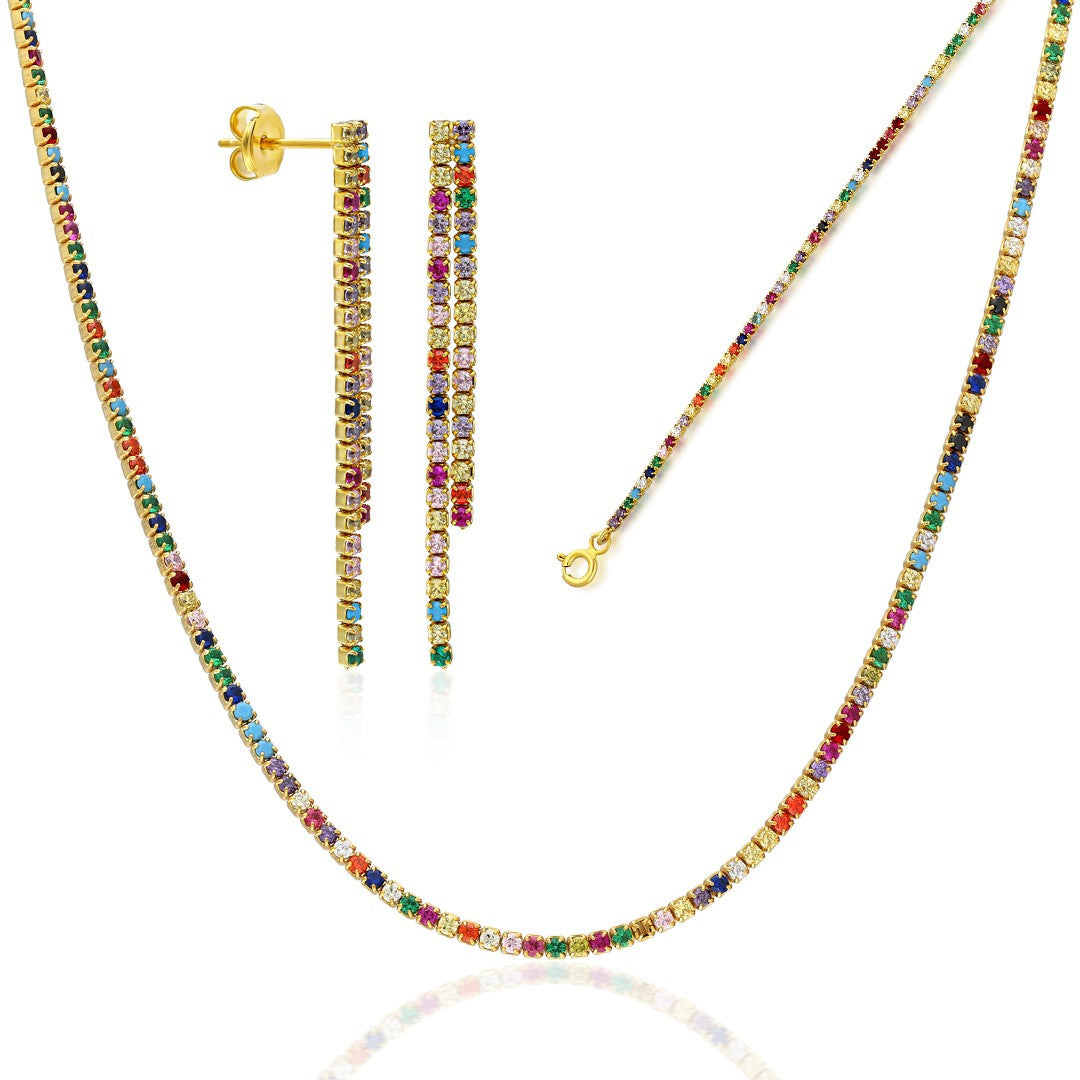 BUNTE ZIRKONA SET | 925 SILBER