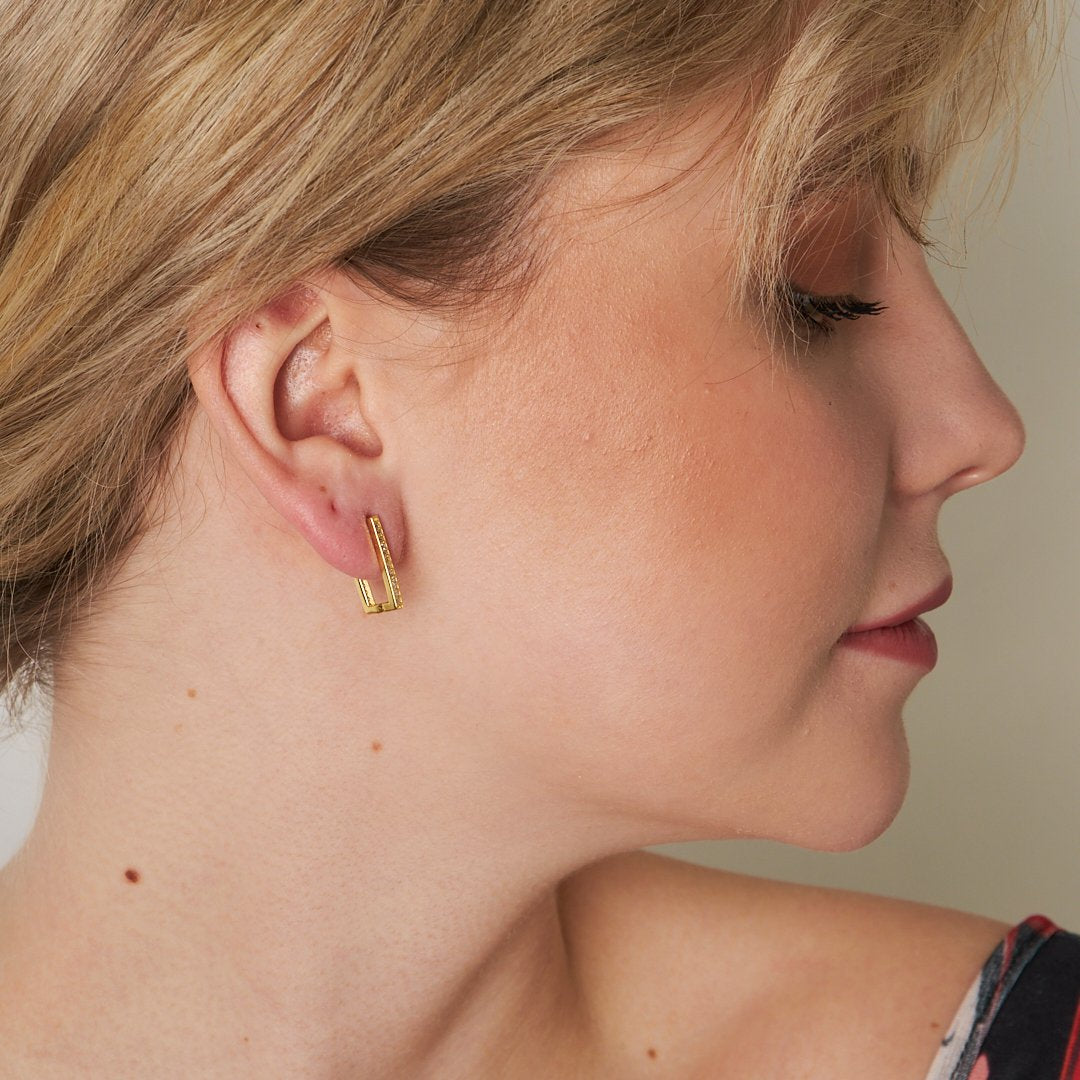 Rectangular Zircon Stone Earrings - 925 SILVER