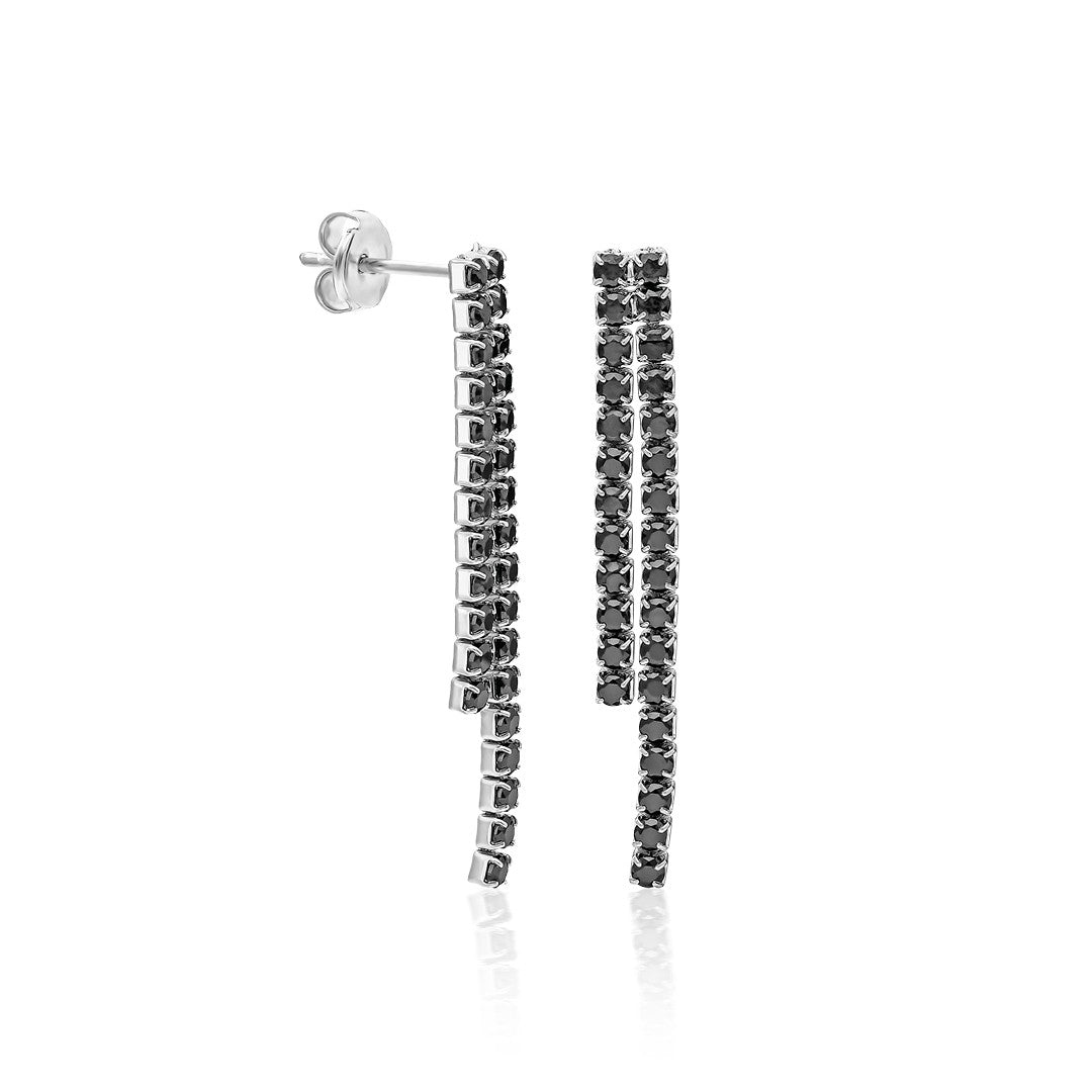 Black Stone Waterway Earring - 925 SILVER