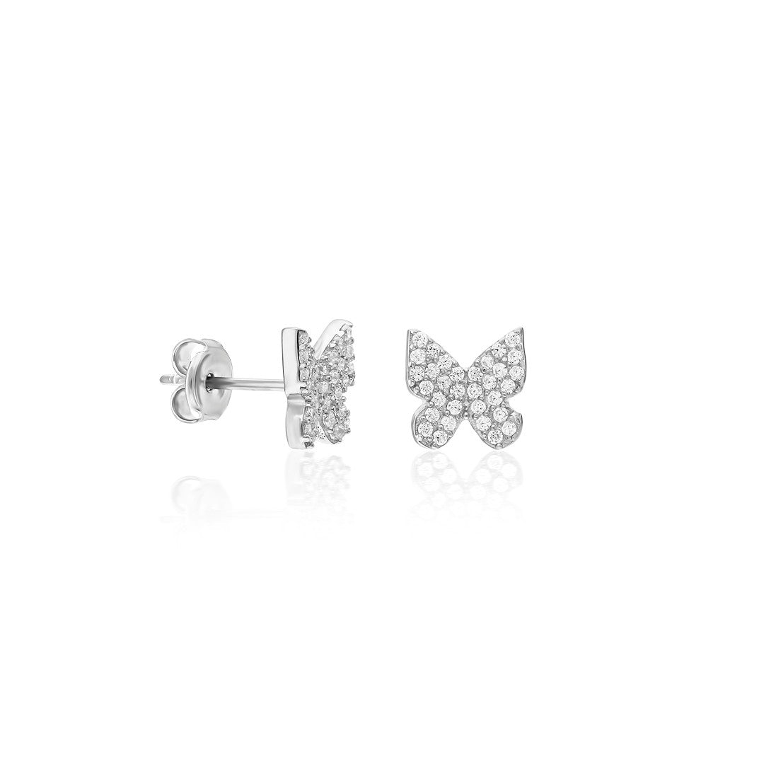 Stone Butterfly Earrings - 925 SILVER