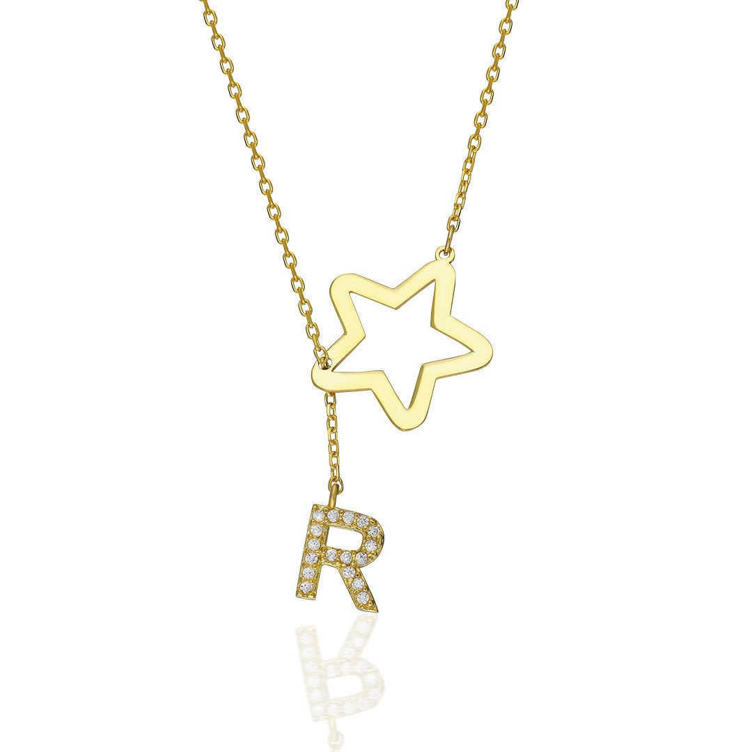 Star Letter Necklace - 925 Silver