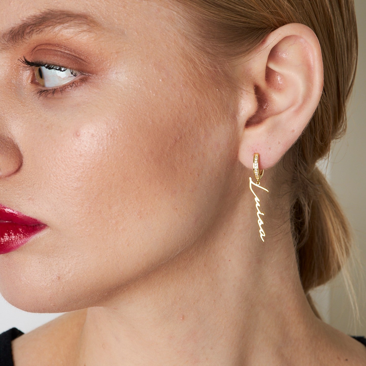 Vertical Name Stone Earrings - 925 Silver