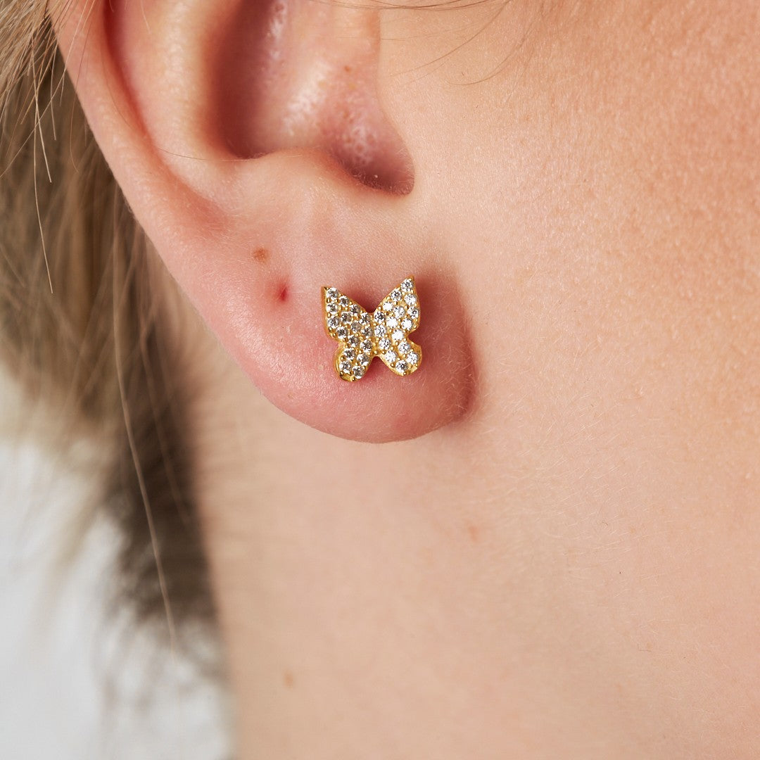 Stone Butterfly Earrings - 925 SILVER