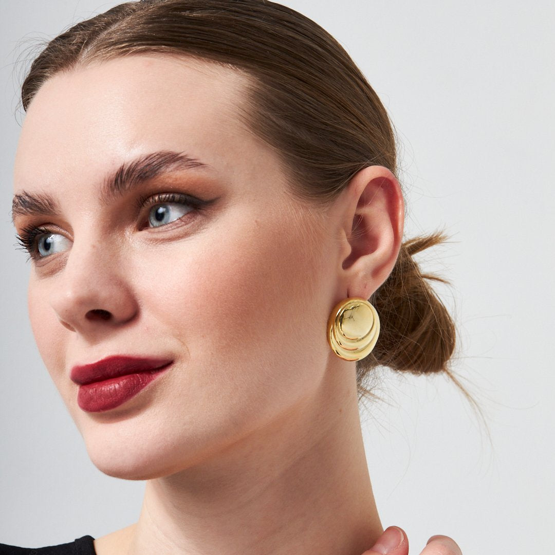 Large Button Earring - 925 SILVER