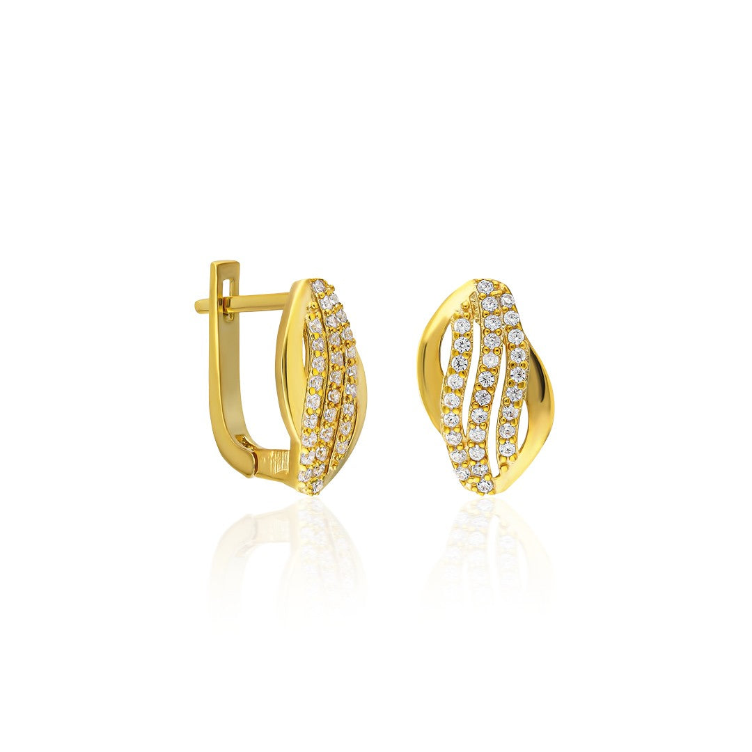 Three Row Stone Earrings - 925 SILVER