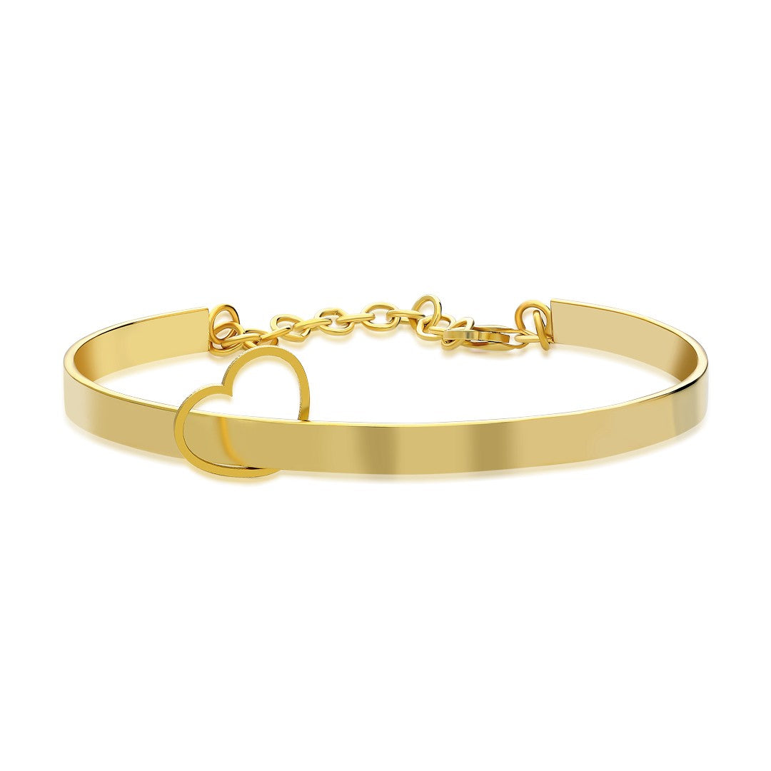 Swinging Heart Cuff Bracelet - 925 SILVER