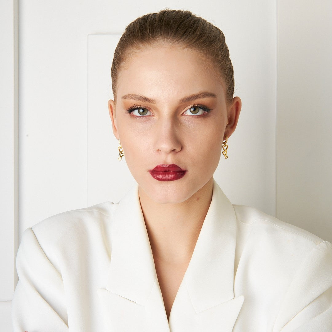 Simple Dangling Heart Earrings - 925 SILVER