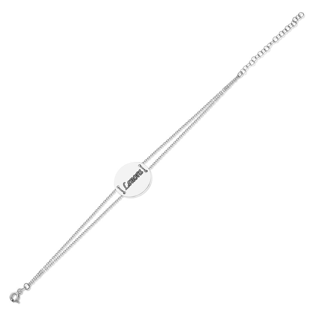 Round Plate Name Bracelet - 925 SILVER