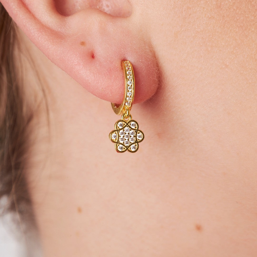 Stone Flower Earrings - 925 SILVER