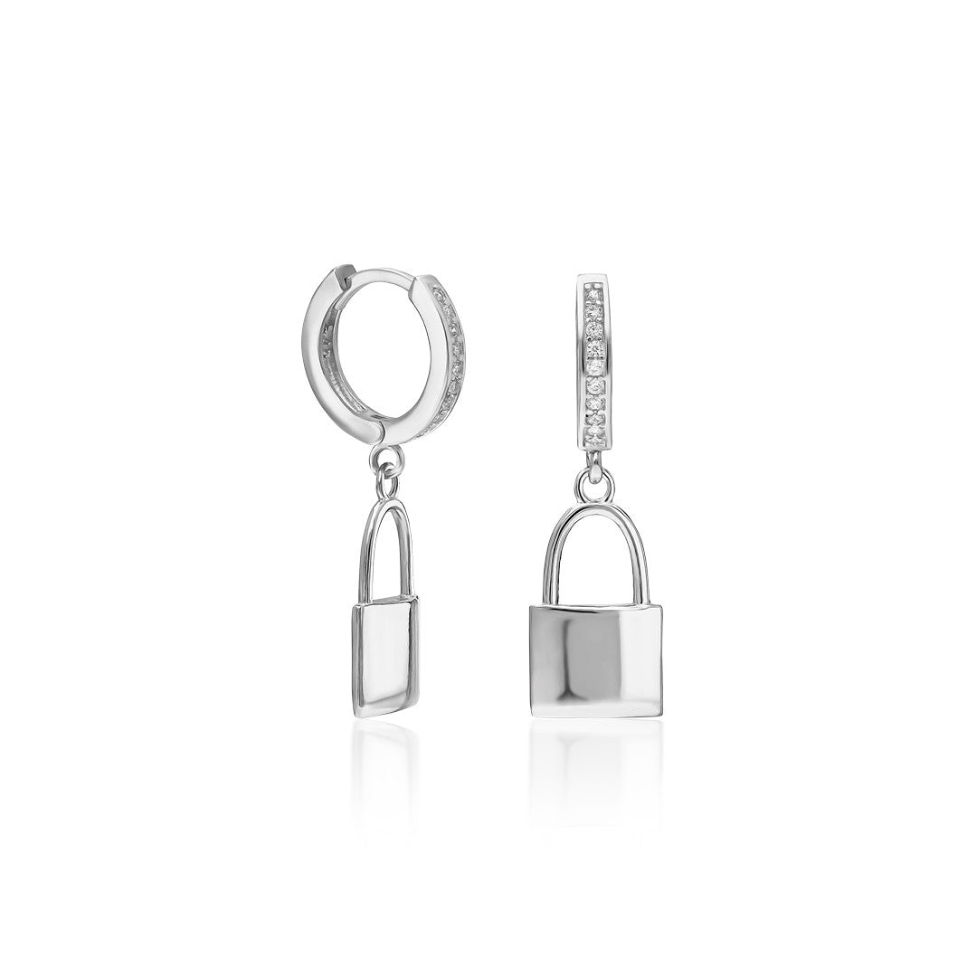 Plain Lock Earrings - 925 SILVER