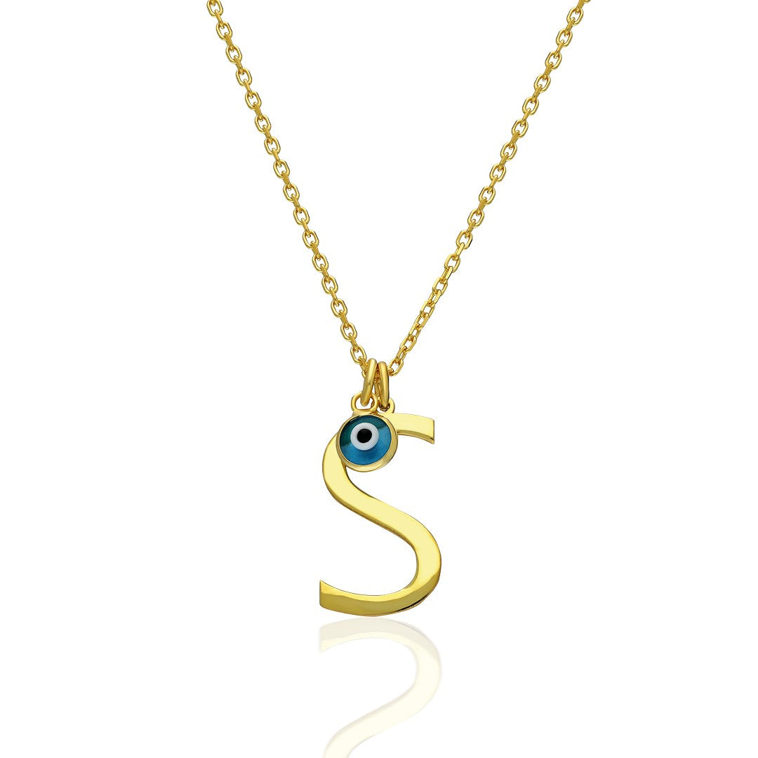 Evil Eye Letter Necklace - 925 Silver