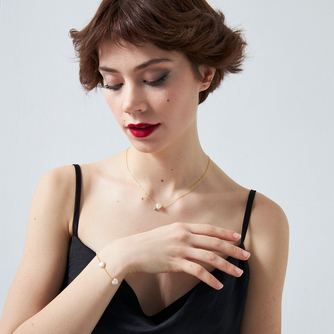 Evil Eye White Heart Set - 925 SILVER