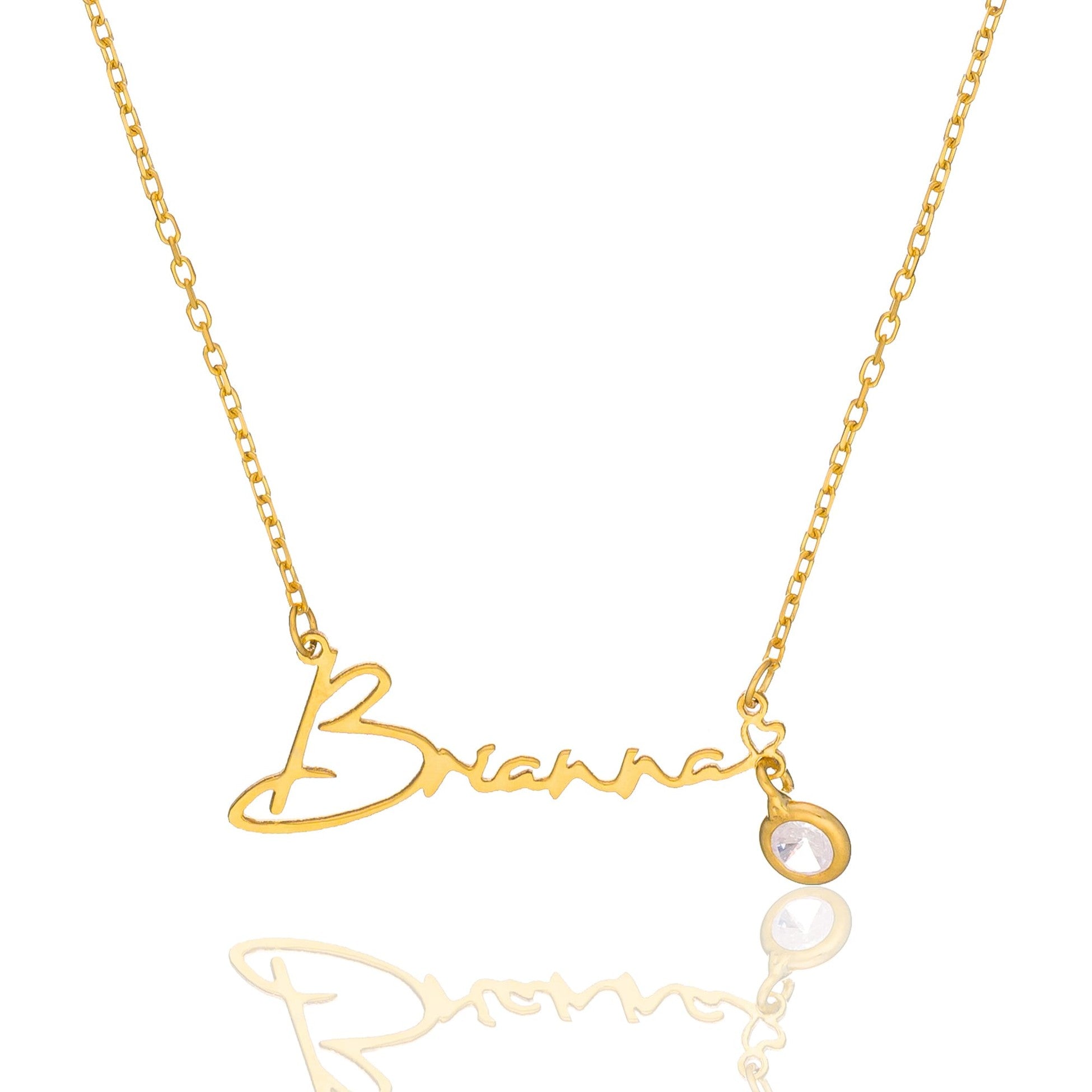 Stone Signed Name Necklace - 925 SILVER