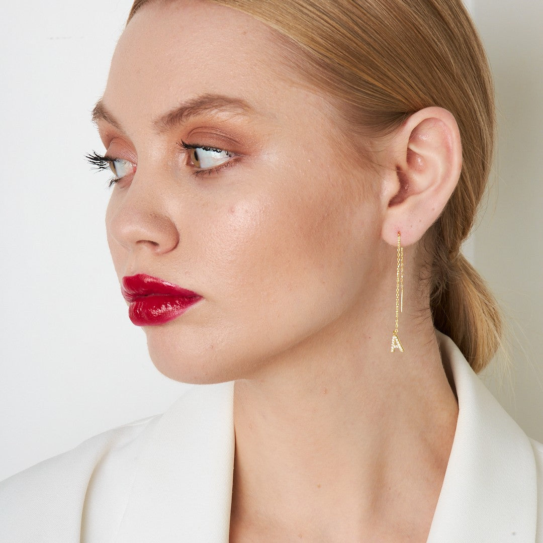 Zircon Stone Dangle Earrings - 925 SILVER