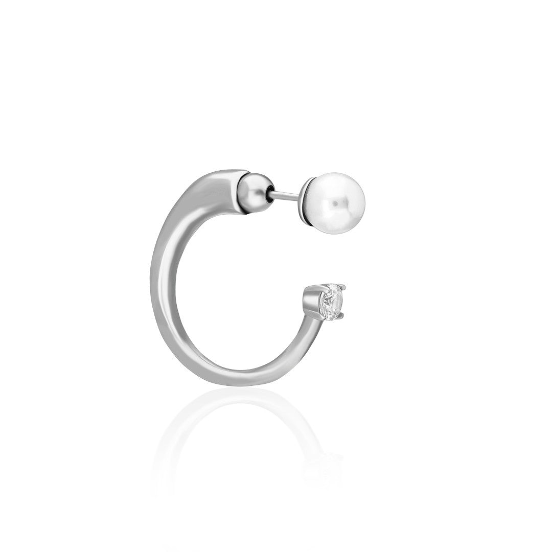 Minimal Pearl Half Earrings - 925 SILVER