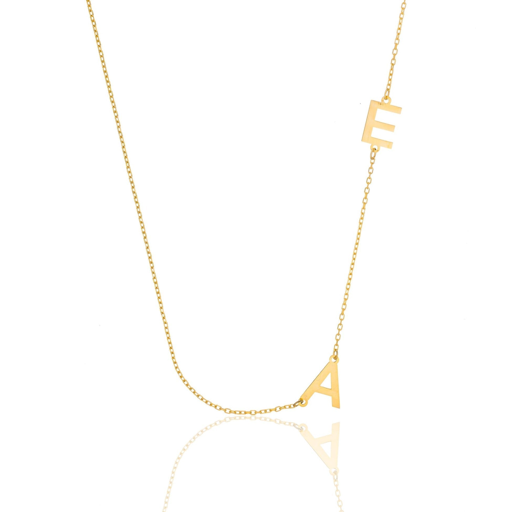 Two Letter Side Necklace - 925 SILVER