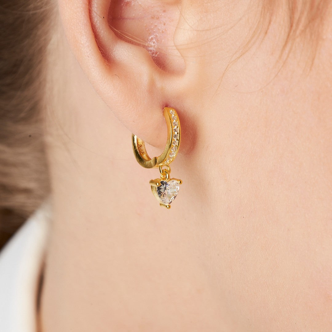 Heart-Shaped Single Stone Earring - 925 Silver