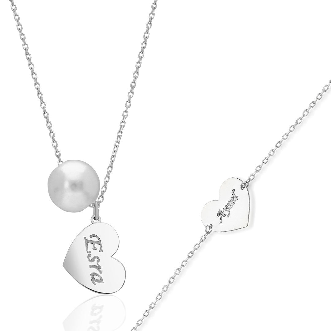 HERZ OPAL NAMENS SET | 925 SILBER