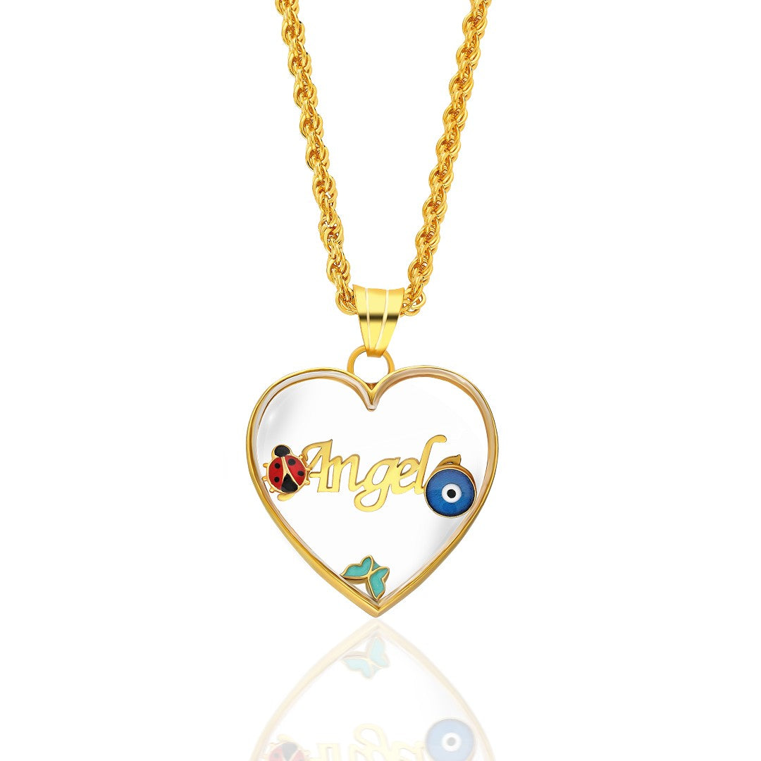 Heart Named Lucky Necklace - 925 SILVER