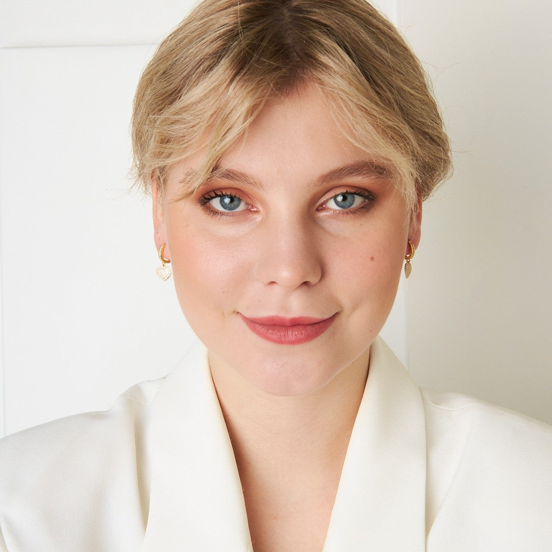 Heart Stone Earrings - 925 SILVER