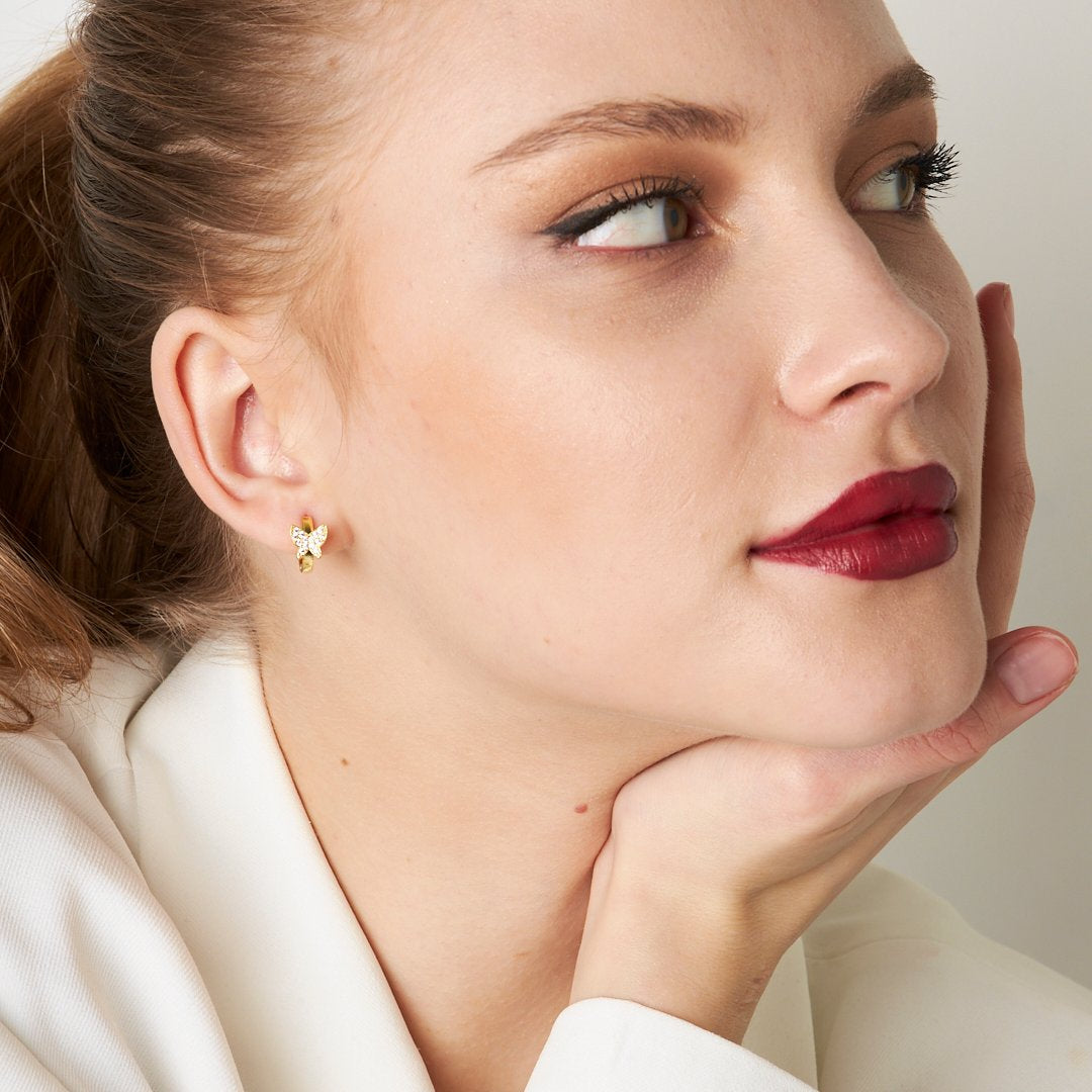 Butterfly Hoop Earrings - 925 Silver