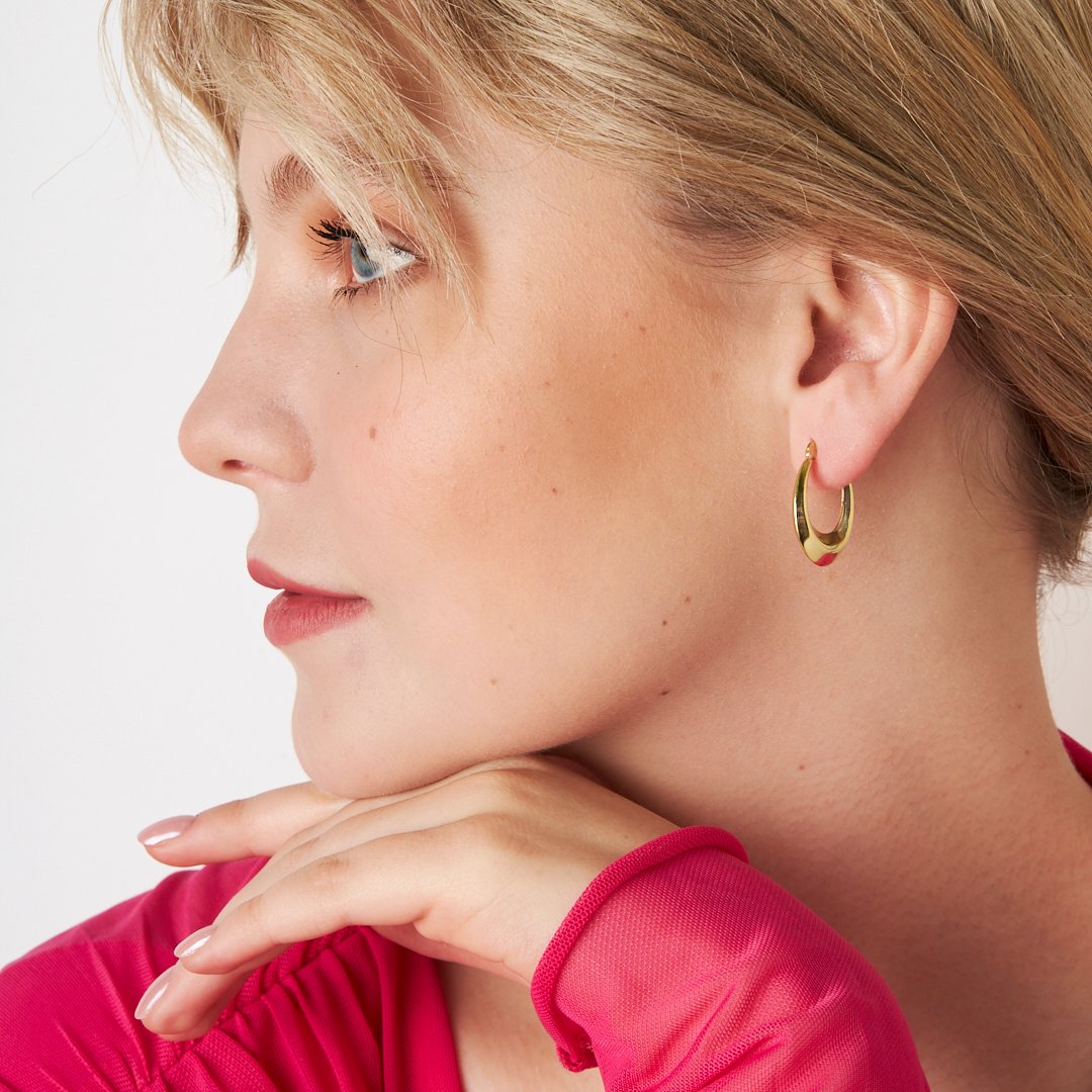 Oval Curved Earrings - 925 SILVER