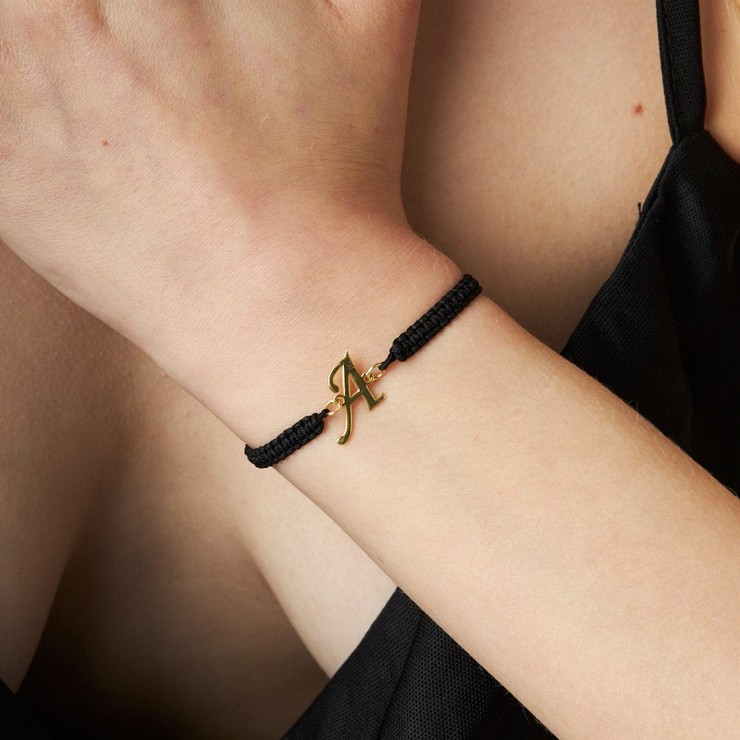 Lettered Rope Bracelet - 925 Silver