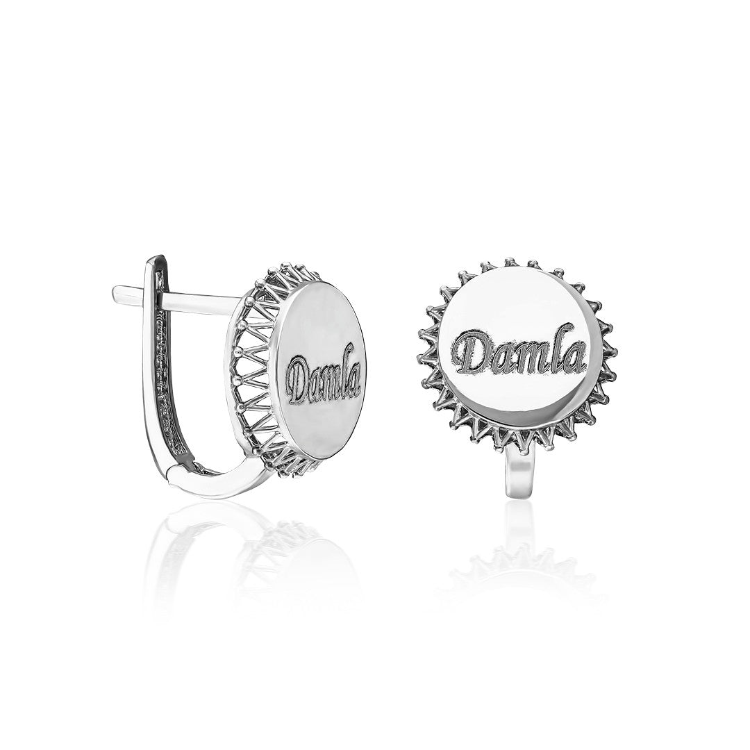 Oval Name Earrings - 925 Silver