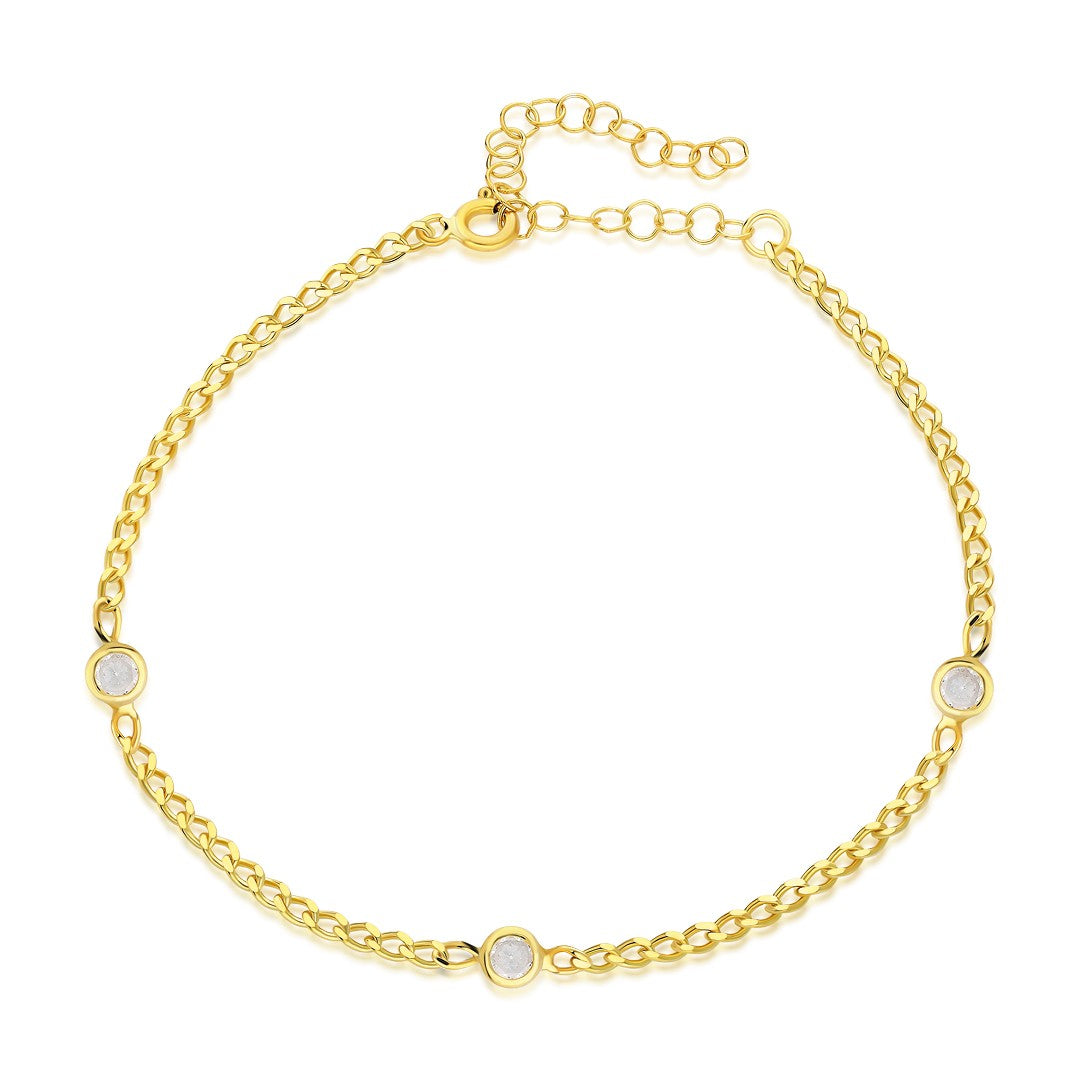 Small Stone Chain Bracelet - 925 SILVER