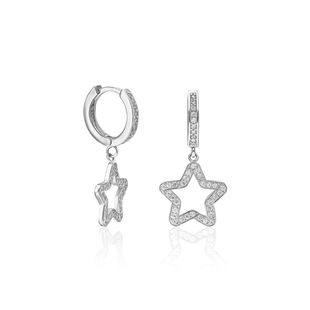 Dangle Stone Star Earrings - 925 SILVER