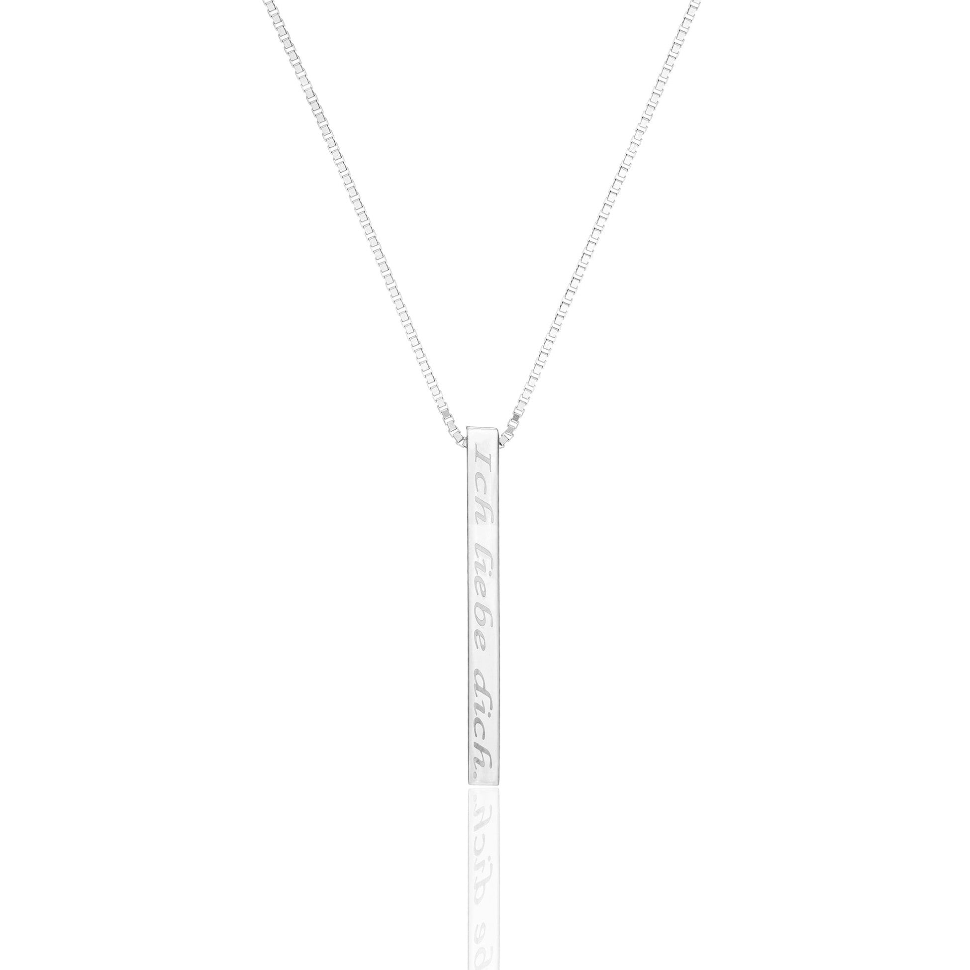 Rectangular bar necklace with name written - 925 SILVER