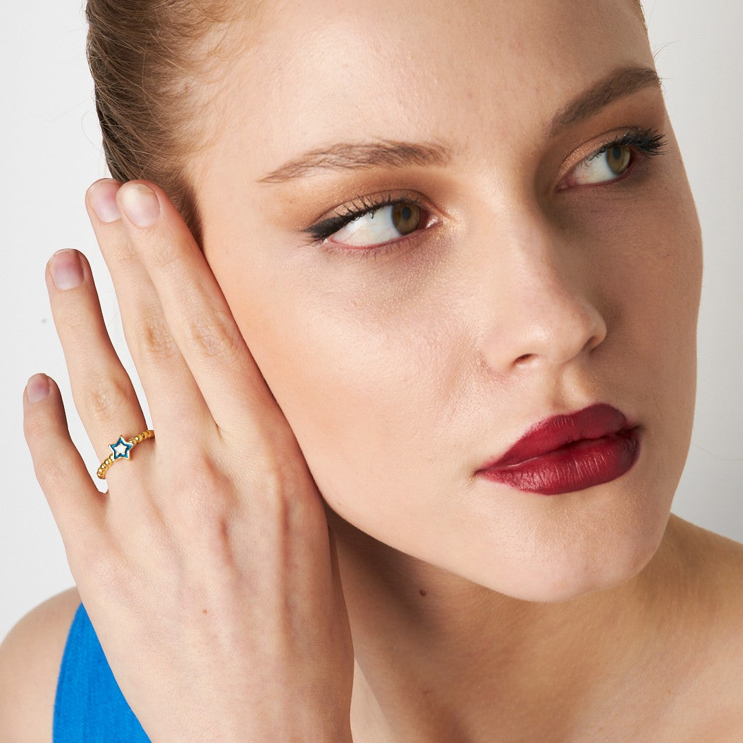 Star Detailed Ring - 925 SILVER