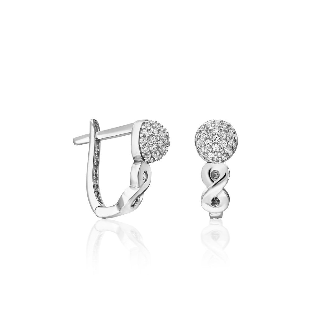 Curved Stone Infinity Earrings - 925 Silver