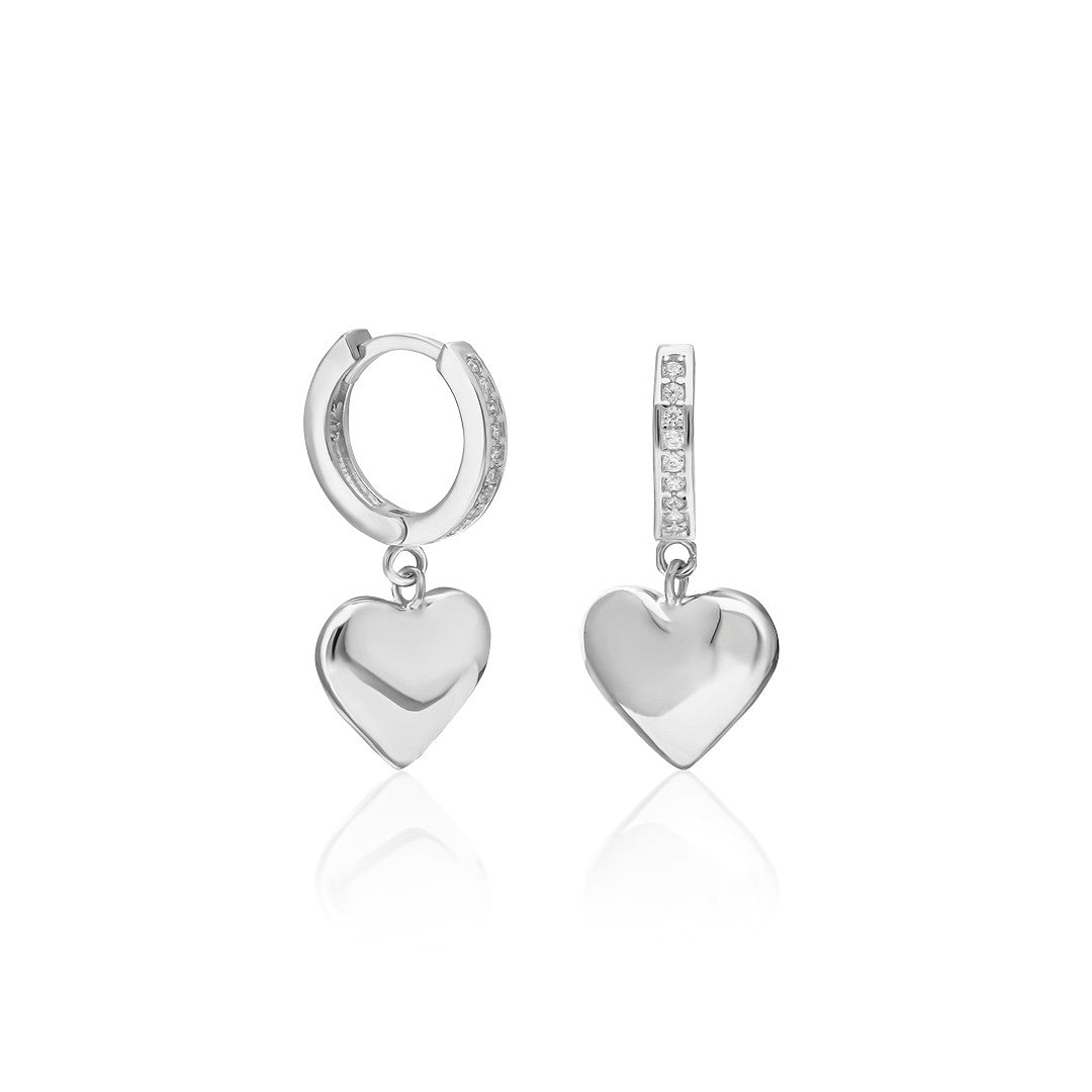 Plate Heart Stone Earrings - 925 SILVER