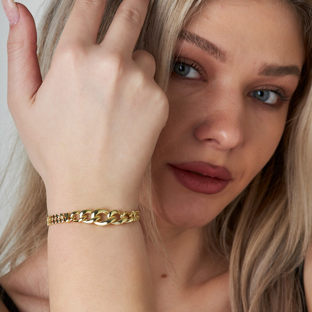 Thick Sequined Belt Bracelet - 925 SILVER