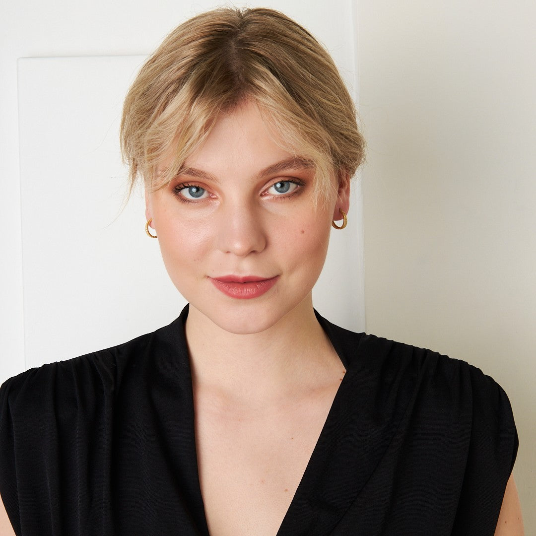 Two Row Stone Hoop Earrings - 925 SILVER