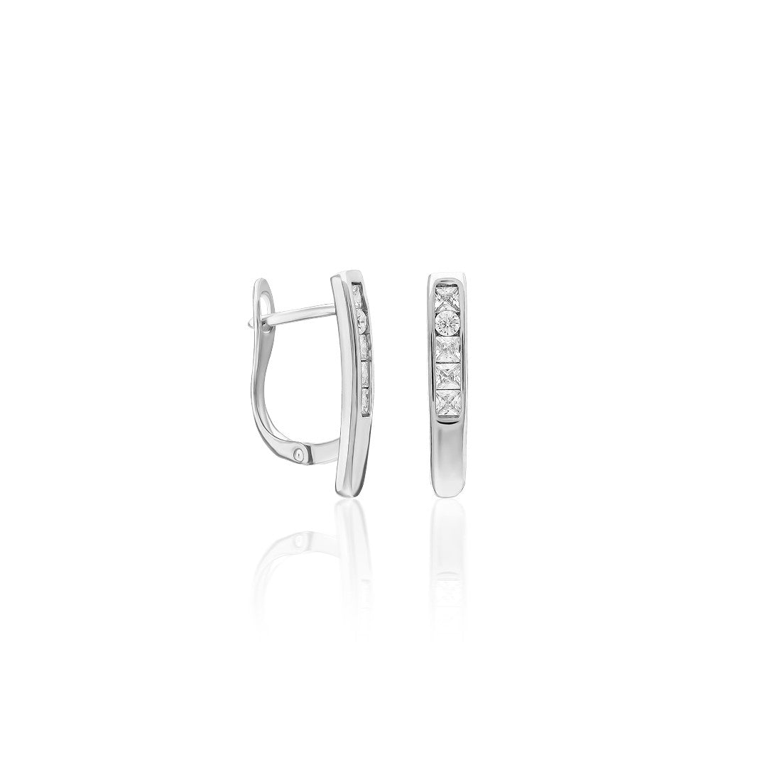 Vertical Stone Earrings - 925 Silver