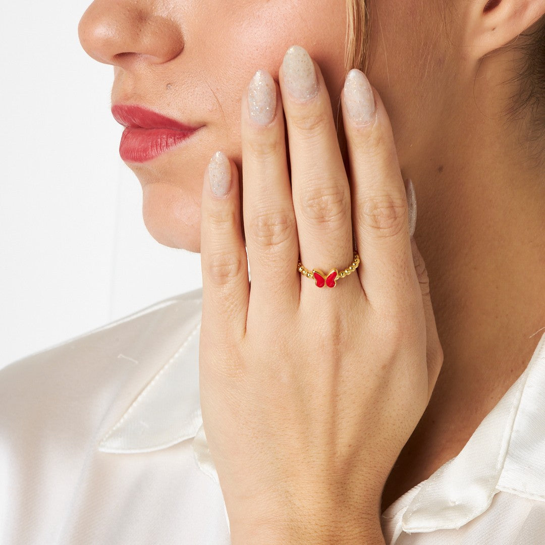 Red Butterfly Ring - 925 SILVER