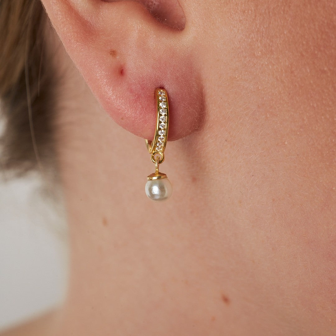 Pearl Zircon Earrings - 925 Silver