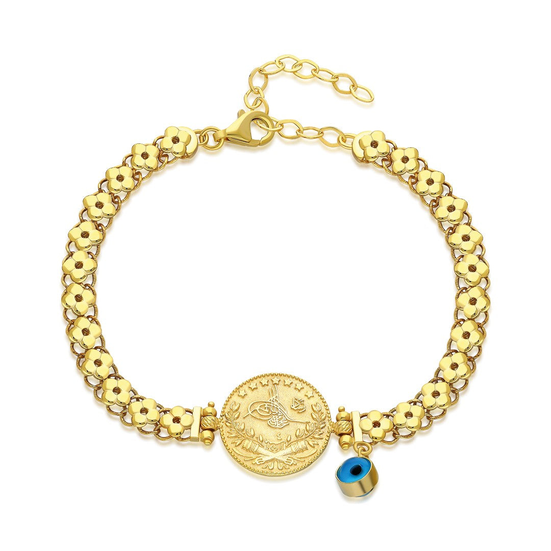 Four Leaf Clover Chain Evil Eye Bracelet - 925 SILVER