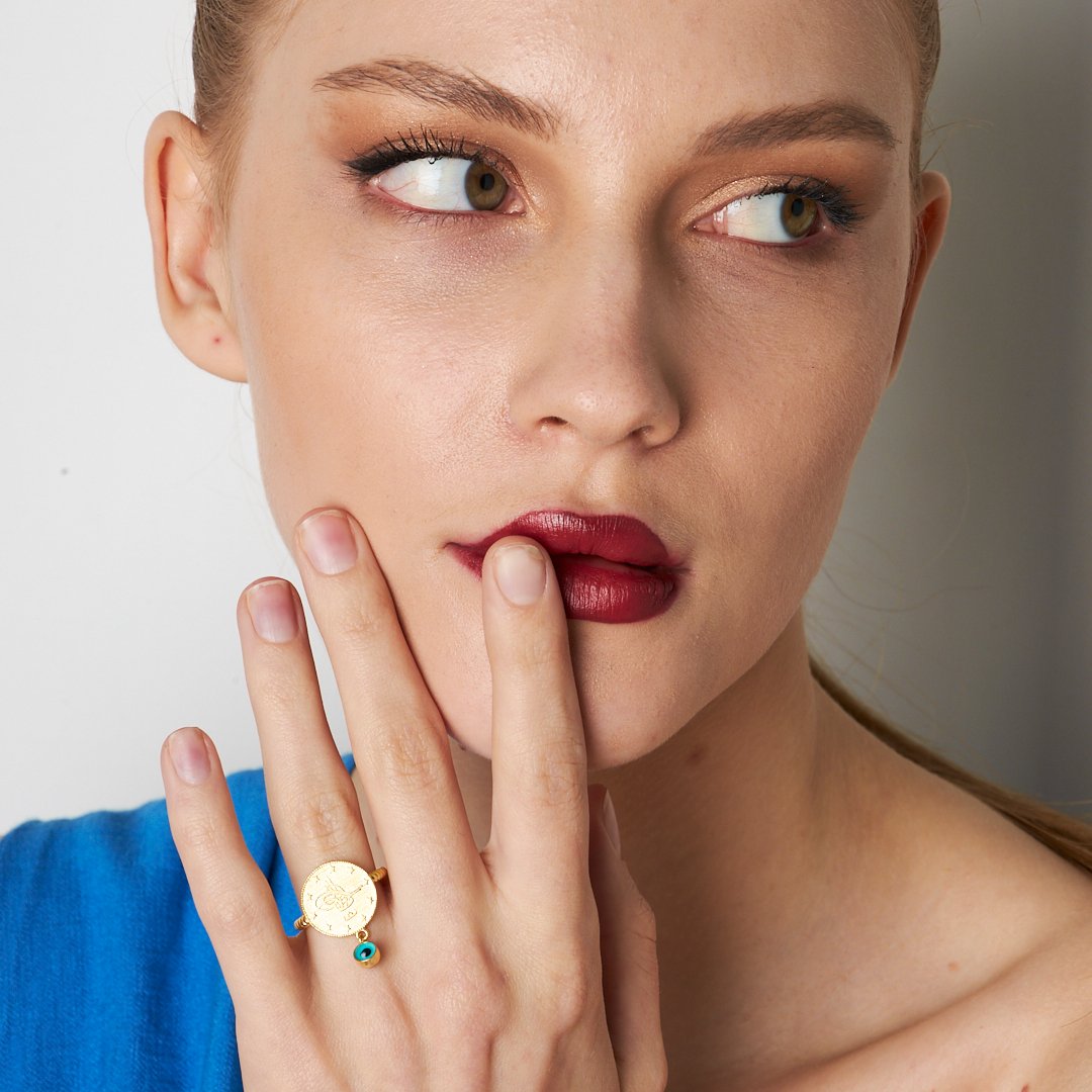 TUGRA RING MIT NAZAR | 925 SILBER