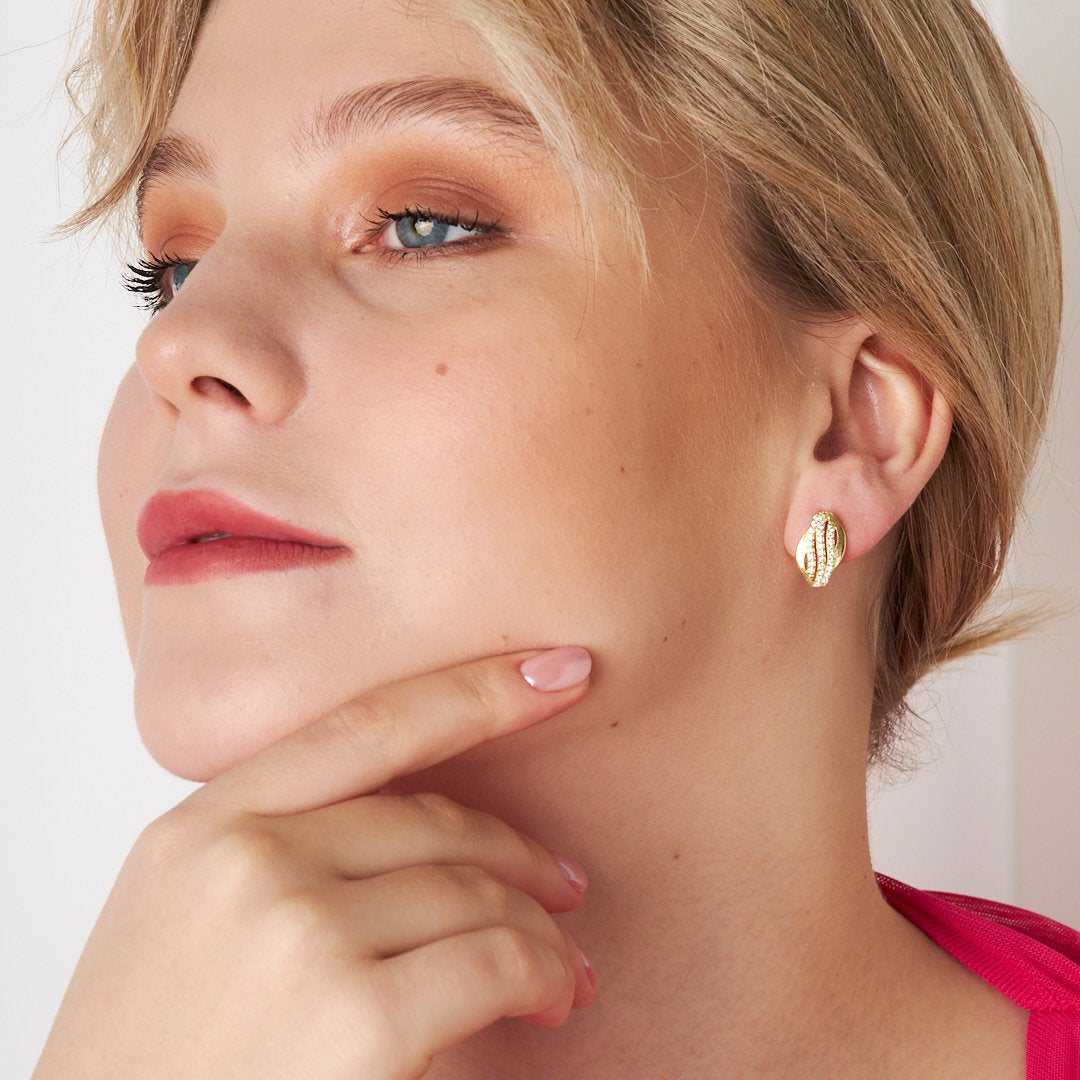 Three Row Stone Earrings - 925 SILVER