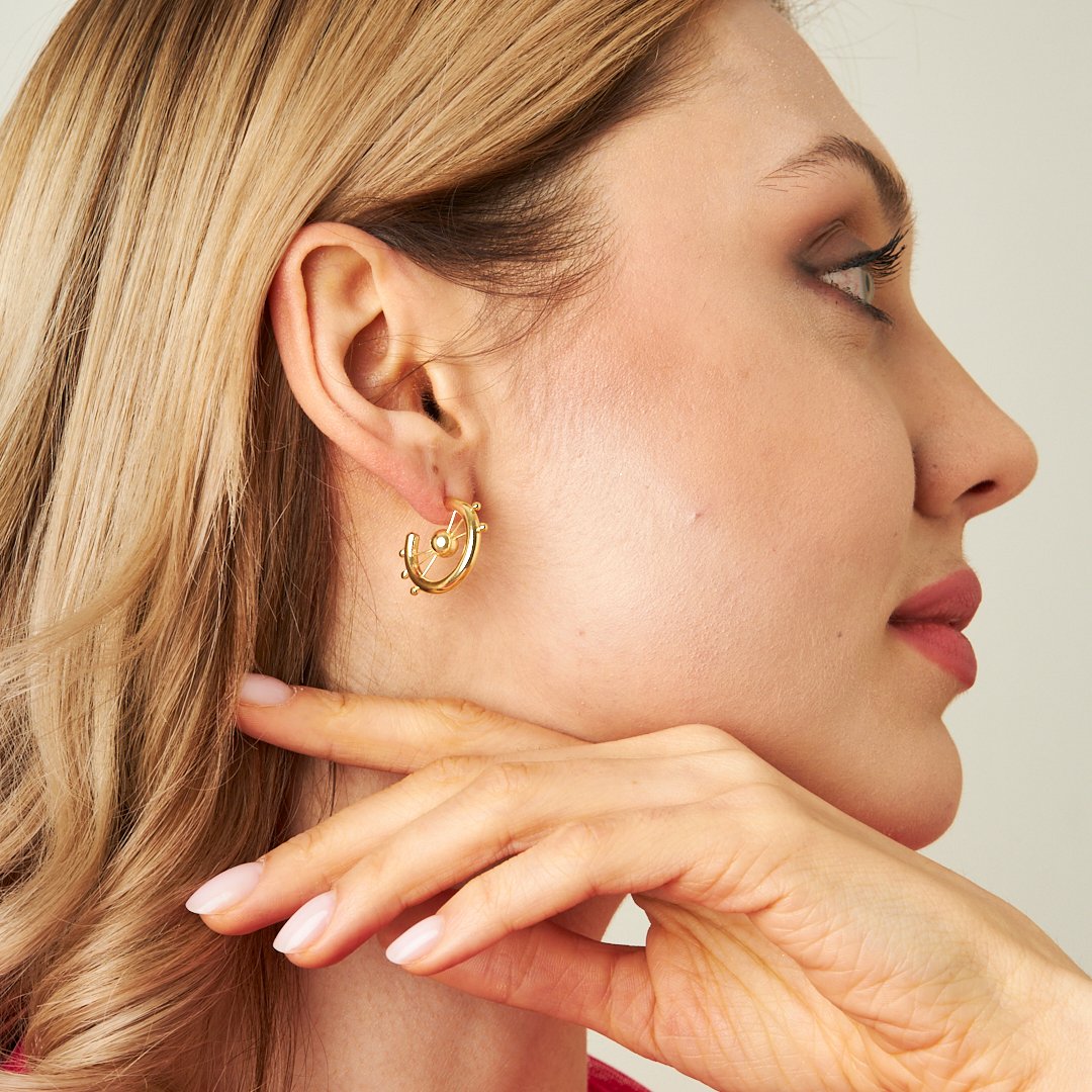 Round Wheel Earring - 925 SILVER